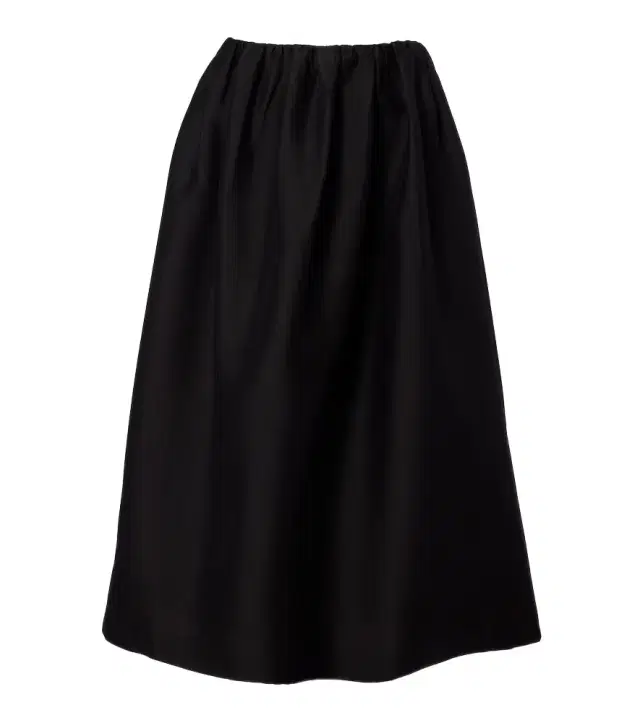 Gathered wool and silk midi skirt