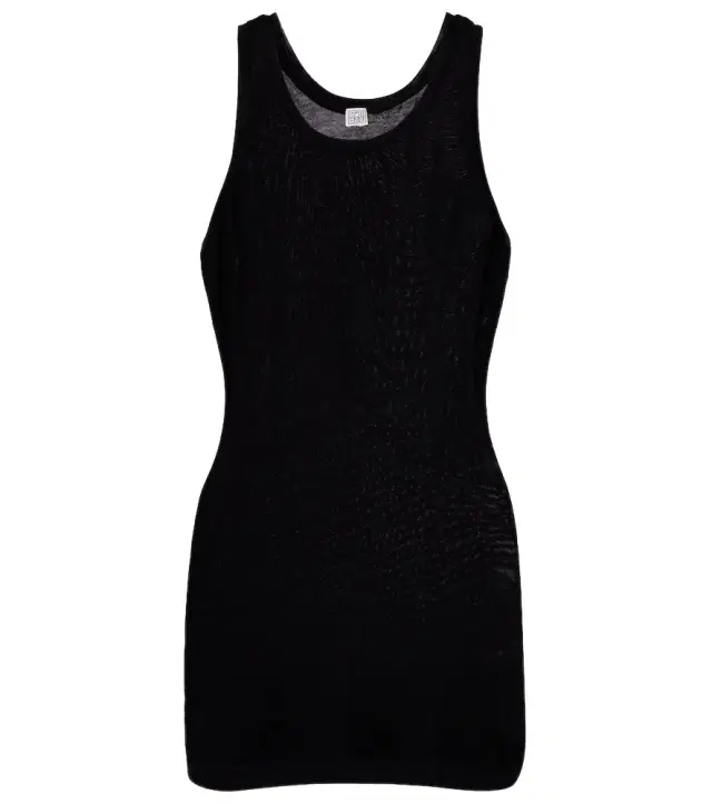 Curved ribbed-knit tank top