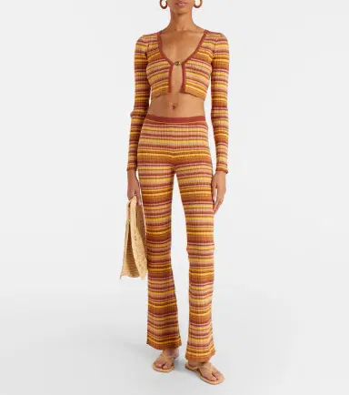 Bananhot Ann ribbed-knit striped cropped cardigan | Thumbnail 2