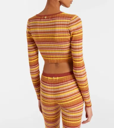 Bananhot Ann ribbed-knit striped cropped cardigan | Thumbnail 3