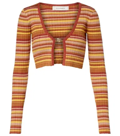Bananhot Ann ribbed-knit striped cropped cardigan | Thumbnail 1