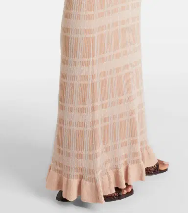 Bananhot Ether checked ribbed-knit ruffled maxi dress | Thumbnail 3