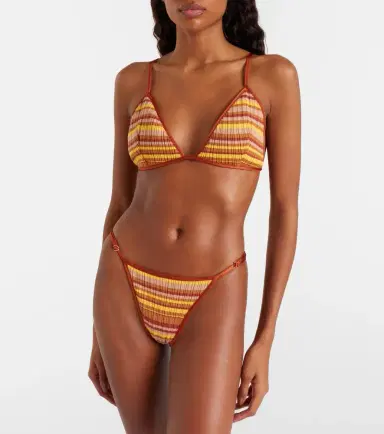 Bananhot Ann ribbed-knit striped bikini top | Thumbnail 2
