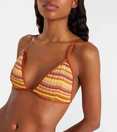 Bananhot Ann ribbed-knit striped bikini top | Thumbnail 3