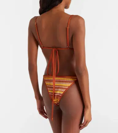 Bananhot Ann ribbed-knit striped bikini top | Thumbnail 4