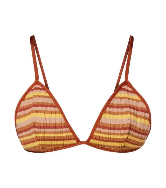 Bananhot Ann ribbed-knit striped bikini top
