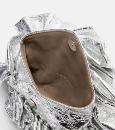 Dries Van Noten Ruffled metallic leather clutch | Thumbnail 2