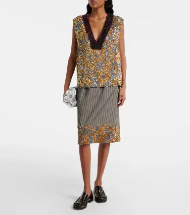 Dries Van Noten Ruffled metallic leather clutch | Thumbnail 4