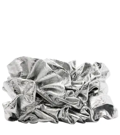 Dries Van Noten Ruffled metallic leather clutch | Thumbnail 1