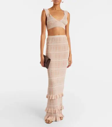 Bananhot Petra checked ribbed-knit bra top | Thumbnail 3