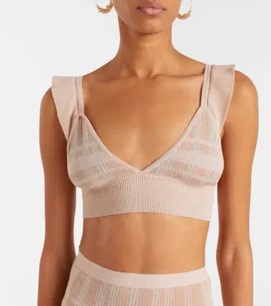 Bananhot Petra checked ribbed-knit bra top | Thumbnail 4