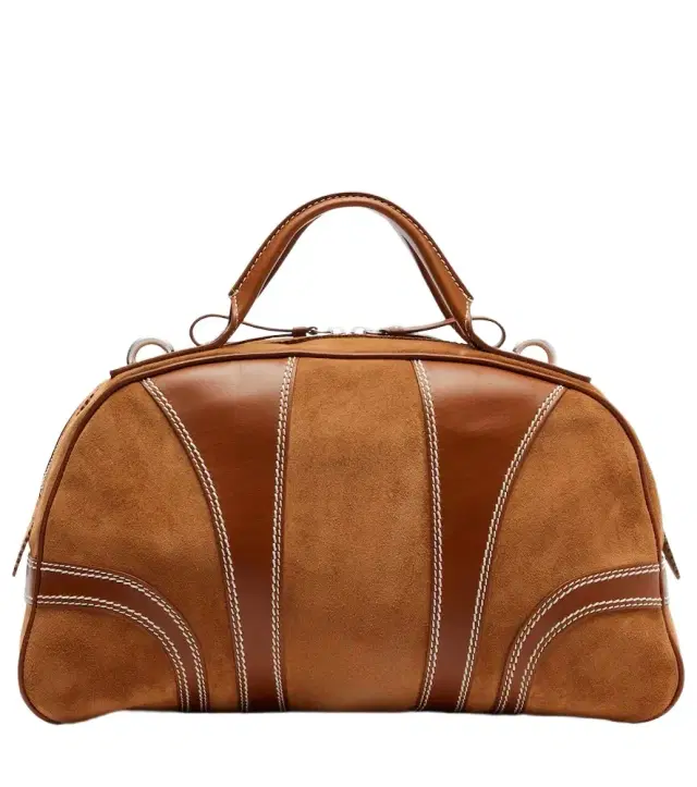 Dries Van Noten Leather-trimmed suede top-handle bag