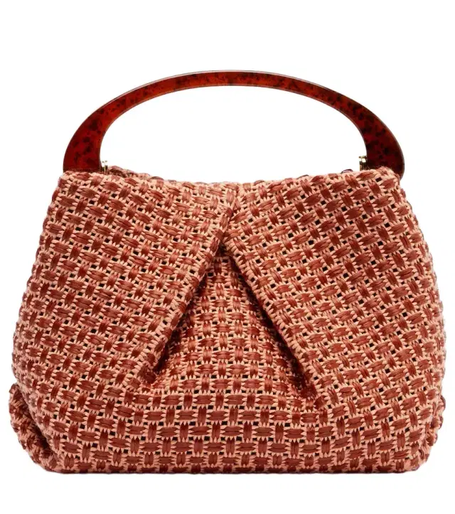 Dries Van Noten Woven raffia-effect top-handle bag