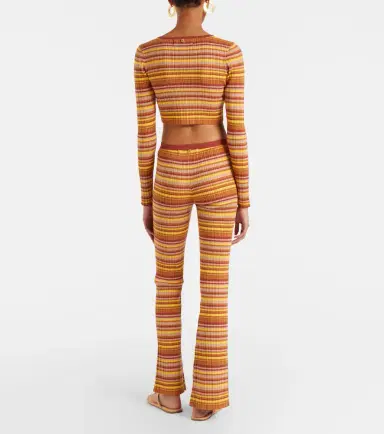Bananhot Ann ribbed-knit striped flared pants | Thumbnail 4
