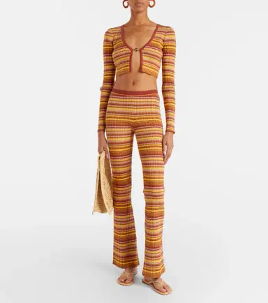 Bananhot Ann ribbed-knit striped flared pants | Thumbnail 6