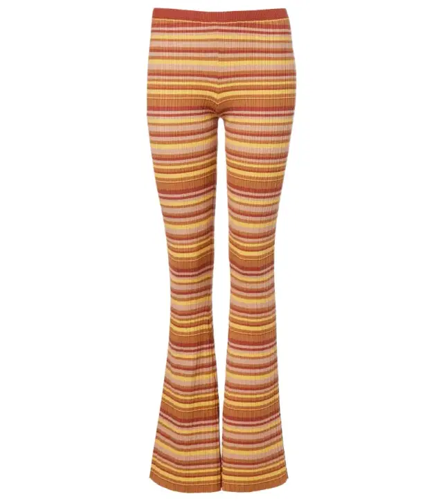 Bananhot Ann ribbed-knit striped flared pants