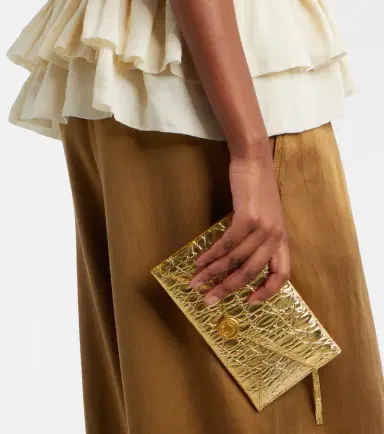 Dries Van Noten Embossed metallic leather clutch | Thumbnail 5