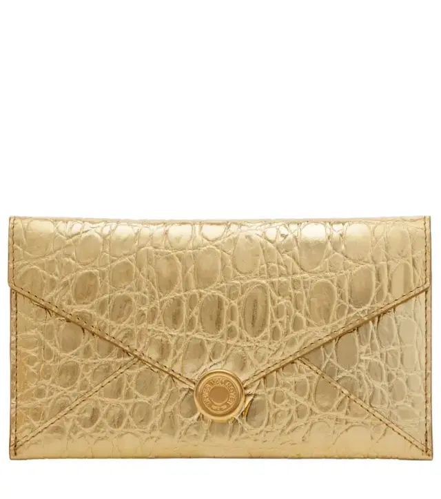 Dries Van Noten Embossed metallic leather clutch