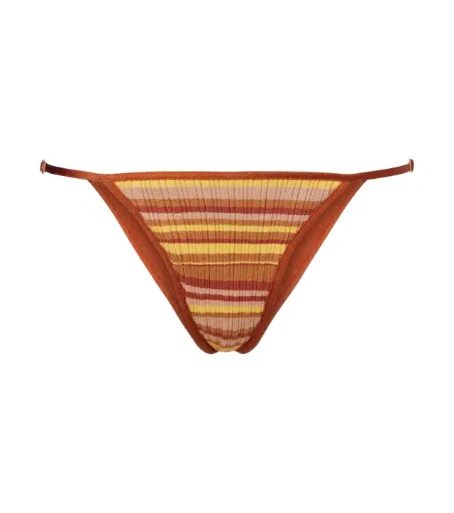 Bananhot Ann ribbed-knit striped bikini bottoms