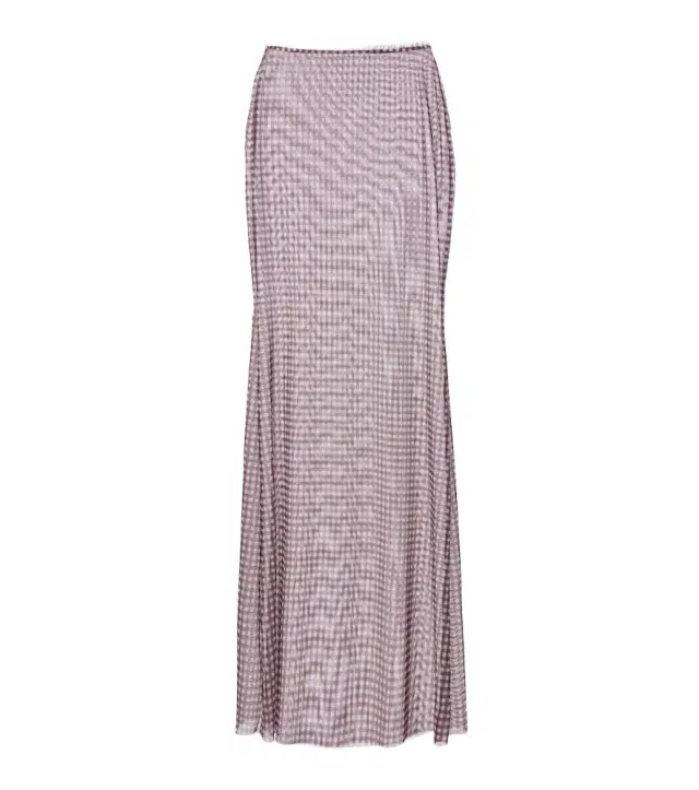 Solay gingham semi-sheer maxi skirt