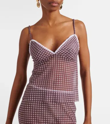 Bananhot Solay gingham semi-sheer top | Thumbnail 4