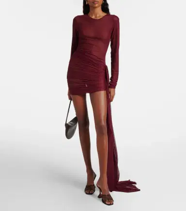 Bananhot Aiden draped sheer jersey minidress | Thumbnail 6