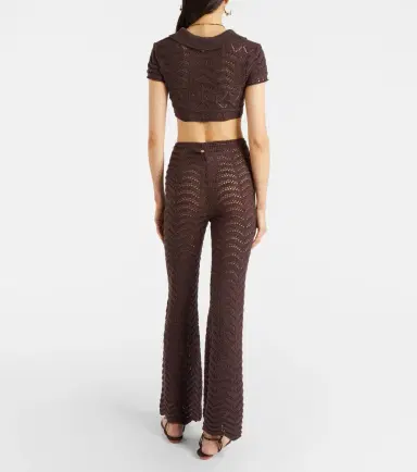 Bananhot Kim open-knit cotton-blend flared pants | Thumbnail 2