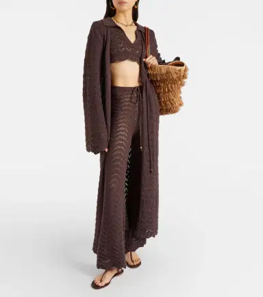 Bananhot Kim open-knit cotton-blend flared pants | Thumbnail 5