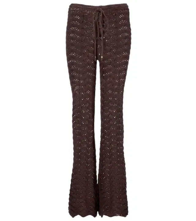 Bananhot Kim open-knit cotton-blend flared pants