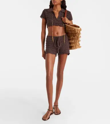 Bananhot Mina open-knit cotton-blend shorts | Thumbnail 3