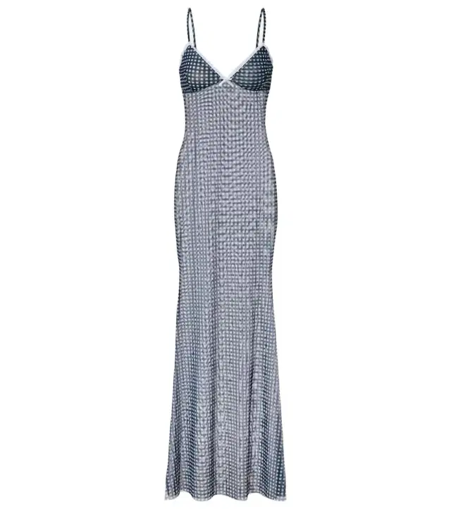 Bananhot Solay gingham mesh maxi dress
