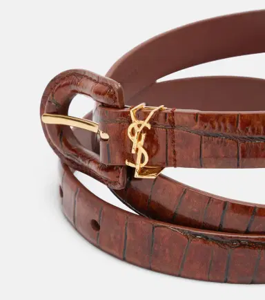 Saint Laurent Cassandre croc-effect leather belt | Thumbnail 2 Saint Laurent Cassandre croc-effect leather belt | Thumbnail 2