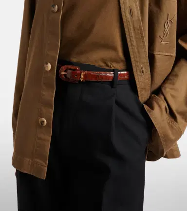 Saint Laurent Cassandre croc-effect leather belt | Thumbnail 3 Saint Laurent Cassandre croc-effect leather belt | Thumbnail 3