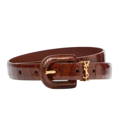 Saint Laurent Cassandre croc-effect leather belt | Thumbnail 1 Saint Laurent Cassandre croc-effect leather belt | Thumbnail 1