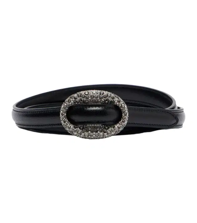 Saint Laurent Crystal-embellished leather belt