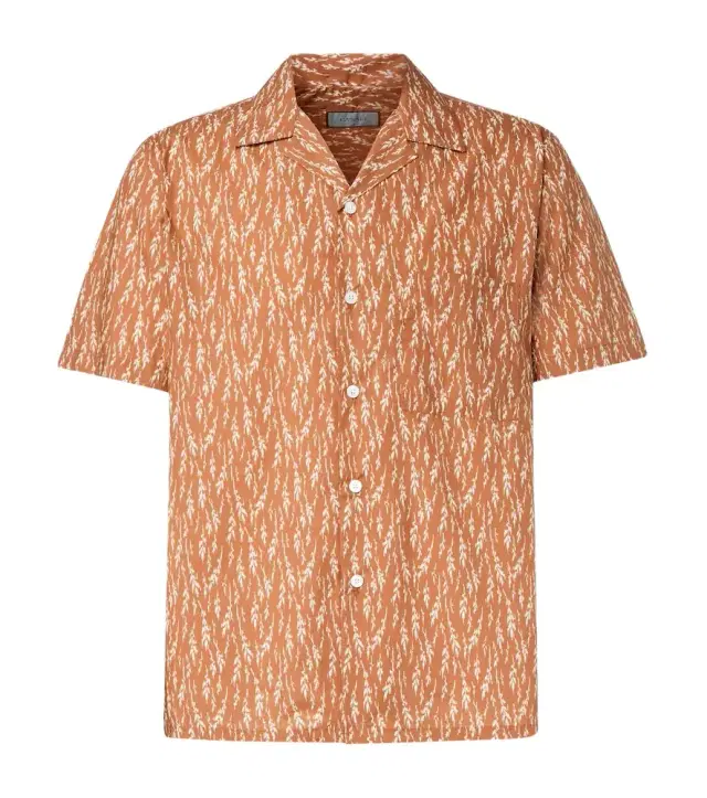 Canali Printed cotton-blend bowling shirt