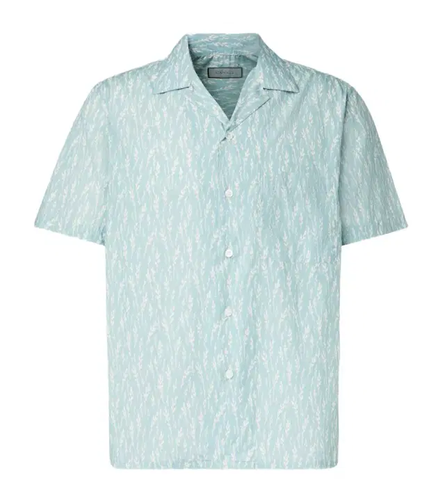 Canali Printed cotton-blend bowling shirt