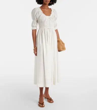 DÔEN Dôen Shirred cotton midi dress | Thumbnail 3