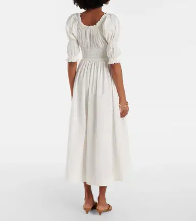 DÔEN Dôen Shirred cotton midi dress | Thumbnail 4
