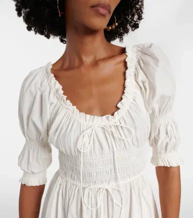 DÔEN Dôen Shirred cotton midi dress | Thumbnail 5