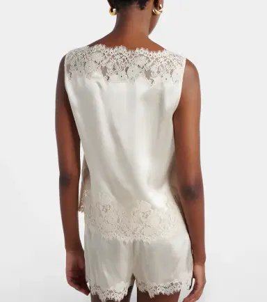 DÔEN Dôen Viviane cutout lace-trimmed silk top | Thumbnail 3