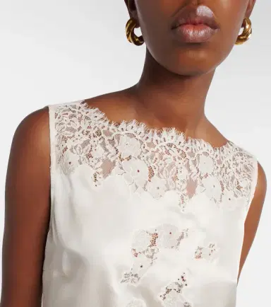 DÔEN Dôen Viviane cutout lace-trimmed silk top | Thumbnail 4