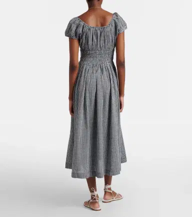 DÔEN Dôen Quinley gathered gingham cotton midi dress | Thumbnail 4