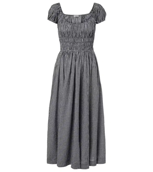 Dôen Quinley gathered gingham cotton midi dress Dôen Quinley gathered gingham cotton midi dress