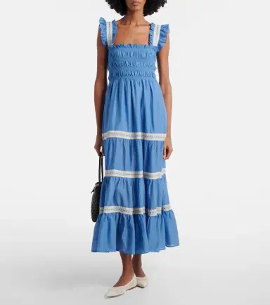 Rixo Aubrie lace-trimmed cotton voile midi dress | Thumbnail 4