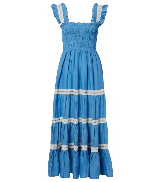 Rixo Aubrie lace-trimmed cotton voile midi dress
