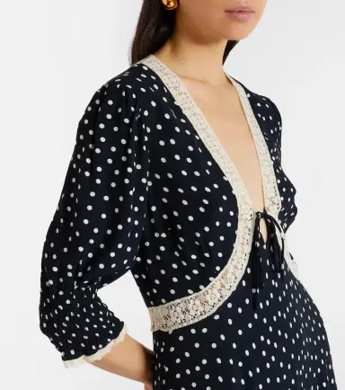 Rixo Amina polka-dot crêpe midi dress | Thumbnail 3
