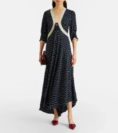 Rixo Amina polka-dot crêpe midi dress | Thumbnail 4