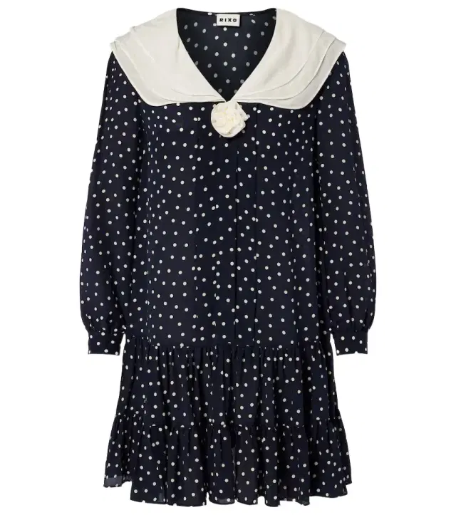 Rixo Valetta polka-dot silk crêpe minidress