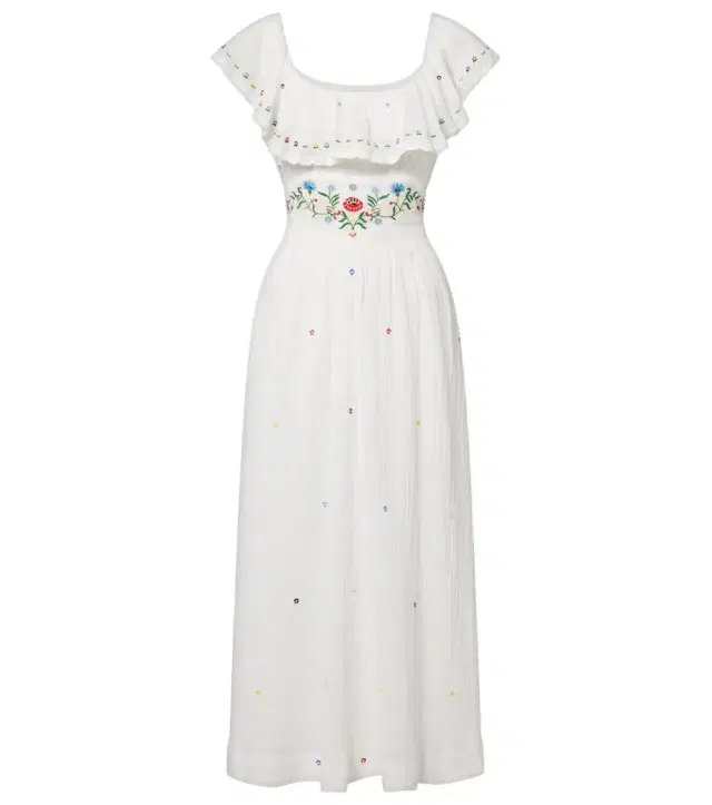 Rixo Ebony embroidered cotton midi dress